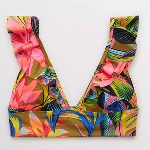 Aerie tropical bikini top M NWT!